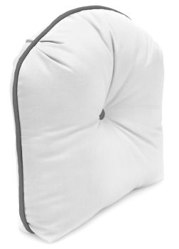 Tucked Corner Curved Back Cushion with Contrasting Welt and Button